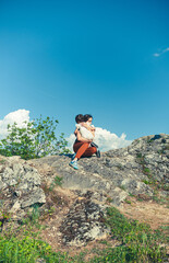 A mother and a daughter bonding in nature