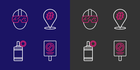 Fototapeta premium Set line Protest, Hand grenade, and Special forces soldier icon. Vector