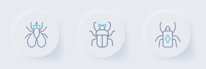 Set line Beetle bug, Stink and Insect fly icon. Vector