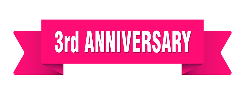 3rd anniversary ribbon isolated on transparent background. 3rd anniversary ribbon