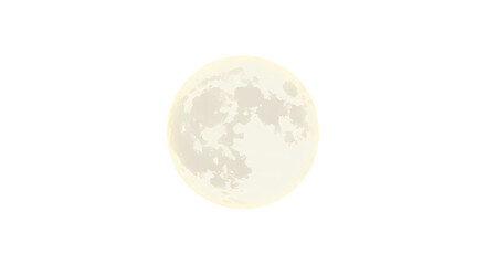 Detailed glowing full moon isolated on transparent background