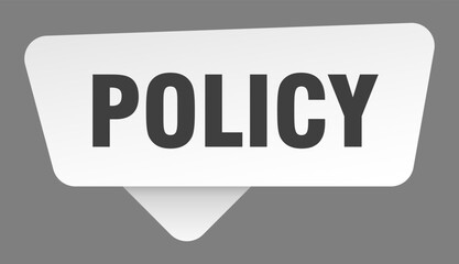 policy sign. policy white sticker isolated on gray background
