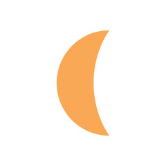 Crescent Moon Icon. Golden Yellow Red Moon symbol, crescent moon shape.