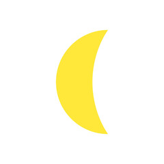 Crescent Moon Icon. Golden Yellow Red Moon symbol, crescent moon shape.