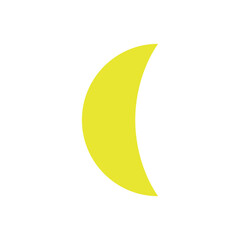 Crescent Moon Icon. Golden Yellow Red Moon symbol, crescent moon shape.