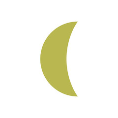 Crescent Moon Icon. Golden Yellow Red Moon symbol, crescent moon shape.
