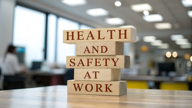 Promote workplace safety and well-being with these health and safety blocks in a bright office, ensuring a secure and compliant work environment for everyone