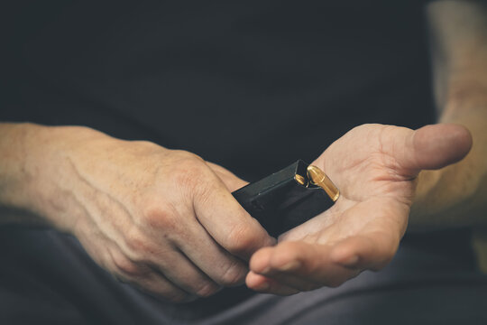 Loading pistol and manipulating with semiautomatic 9 mm pistol details