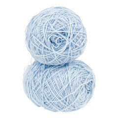 Blue yarn for knitting isolated on white background