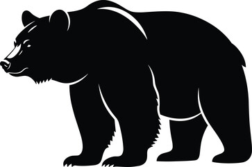 Bear silhouette illustration, wild animal vector, black artwork, forest creature icon, nature symbol, strength concept, outdoor wildlife design