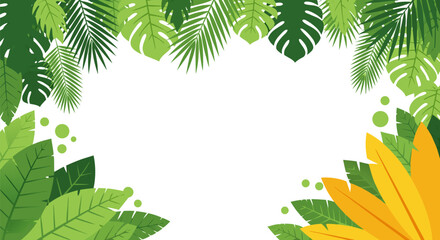 Lush Green Tropical Leaves Frame for Summer Vibes and Nature-Inspired Designs