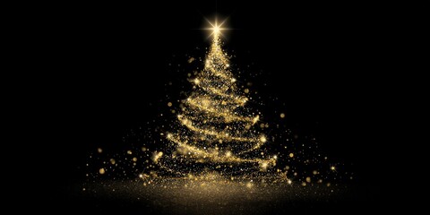 Glowing glitter christmas tree forming abstract festive design