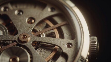 Close-up view of intricate mechanical watch gears