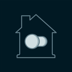 Line Smart home icon isolated on black background. Remote control. Flat filled outline style with shadow. Vector