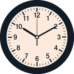 Clock face time illustration ten past two analog timepiece accurate hour minute second measurement