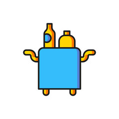 Color Trolley for food and beverages icon isolated on white background. Flat filled outline style with shadow. Vector