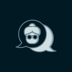 Line Grandmother icon isolated on black background. Flat filled outline style with shadow. Vector