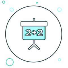 Line Chalkboard icon isolated on white background. School Blackboard sign. Colorful outline concept. Vector © Kostiantyn