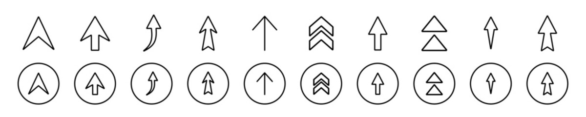 Modern arrow up  web element set vector. Collection of flat cursor arrows icon in round style. © Samantha