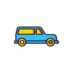 Color Hearse car icon isolated on white background. Flat filled outline style with shadow. Vector