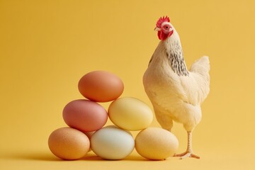 Eggs stacked solid background e-commerce product. For food, agriculture, product photography, commercial content.