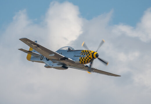 World War II P-51 Mustang Fighter Aircraft in Flight