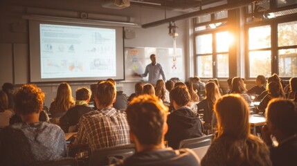 Modern classroom teacher projector presentation education. For education, teaching, learning, students, training content.