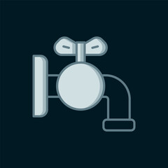 Line Tap for a barrel icon isolated on black background. Flat filled outline style with shadow. Vector