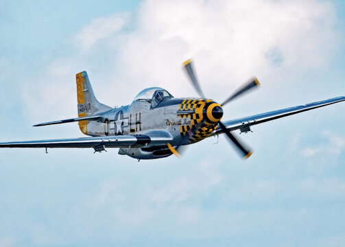 World War II P-51 Mustang Fighter Aircraft  in Flight