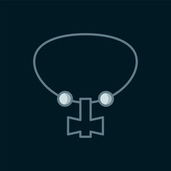 Line Necklace with gem icon isolated on black background. Flat filled outline style with shadow. Vector