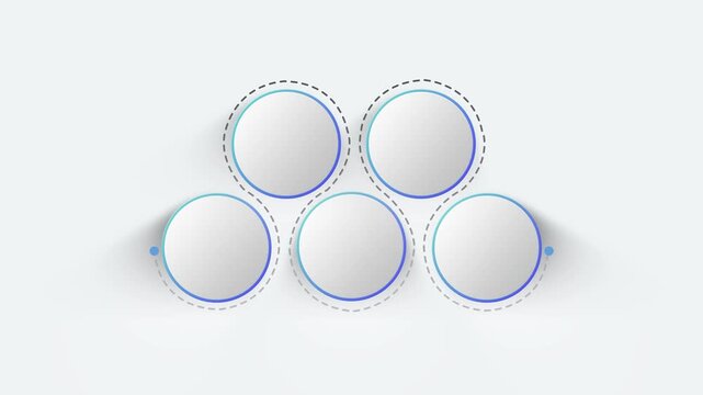 Science technology round infographic 5 steps template animation. Exploration. Sequence options 4K video. Animated blank diagram visualization. Process layout empty design