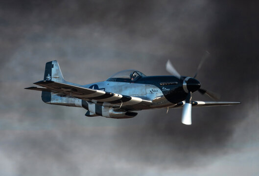 World War II P-51 Mustang Fighter Aircraft in Flight