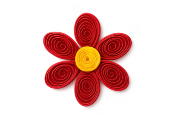 Red quilling paper flower with yellow center