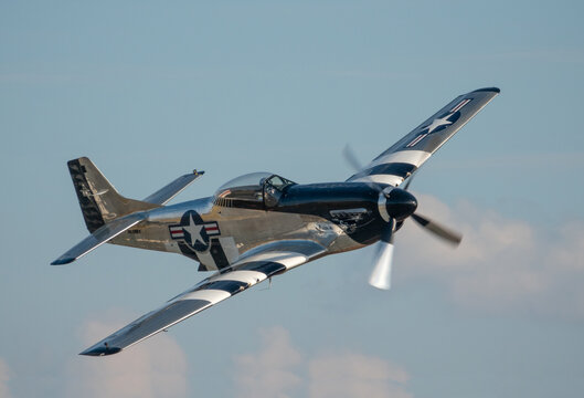 World War II P-51 Mustang Fighter Aircraft in Flight