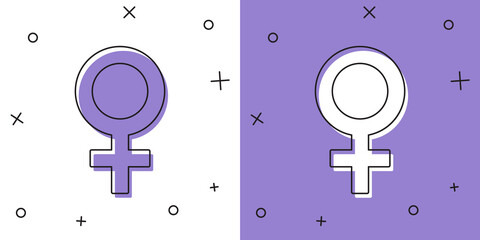 Set Female gender symbol icon isolated on white and purple background. Venus symbol. The symbol for a female organism or woman. Vector © Iryna