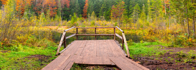 Mertve Lake in Skole Beskids National Park near Slavske town, Lviv region, Ukraine, in autumn