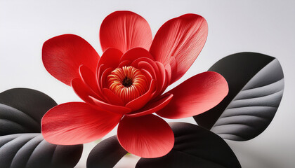 Vibrant Scarlet Blossom Displayed On A Clean White Canvas