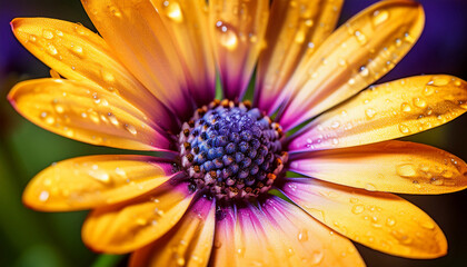 Vibrant Yellow Purple Osteospermum Flower Macro Photography Stunning Close Up Floral Bloom Nature Image