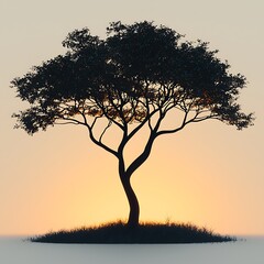Beautiful lone tree silhouette at golden sunset high resolution picture
