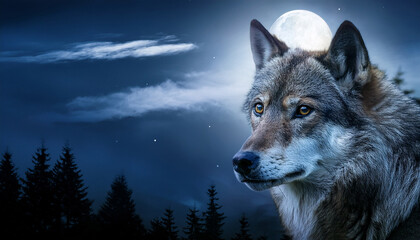 Mystical Wolf Gaze A Wild Canine S Stare Under The Moonlight