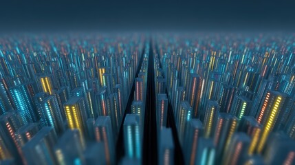 Digital Cityscape, Abstract Urban, Futuristic Architecture