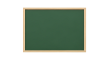 Green chalkboard with light wood frame, isolated on white or transparent background, PNG