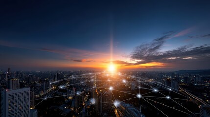 Smart City Network, 5G Technology, Sunrise View