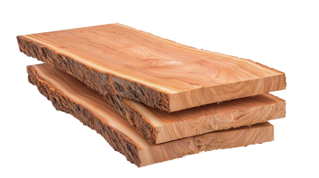 Wood slabs isolated on transparent background.