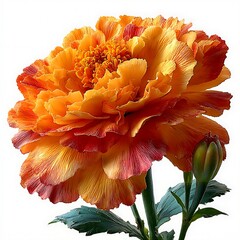 Beautiful orange marigold flower in full bloom high resolution picture