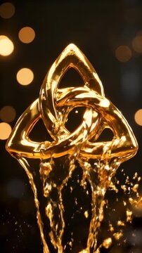 Luxurious Golden Celtic Knot Dripping Elegantly with Mystical Shine