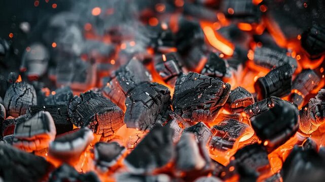 The perfect fire for barbecuing, with glowing embers and flames.
