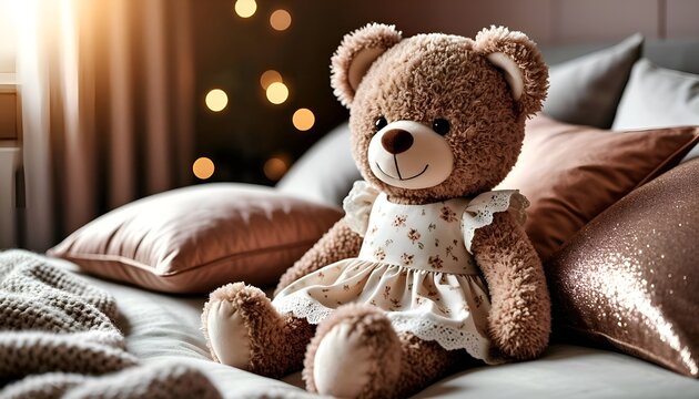 This heartwarming image is ideal for children's product advertising, lifestyle blogs about comfort and home decor, greeting cards, and as a gentle background for websites related to family and childho