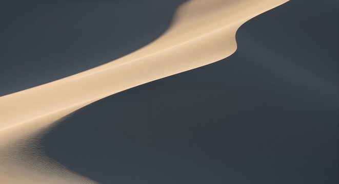 Abstract sand dune crest with elegant light and shadow, minimalist desert background.