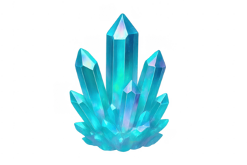 Blue crystal cluster forming a glowing mineral composition